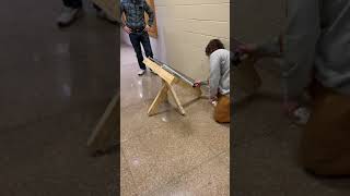 This projectile launcher is crazyyyy. Shoots over 20 mph!! #launcher #engineering #projectile