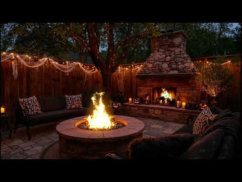Cozy Halloween Fire Pit Ambience | Crackling Fire & Flickering Pumpkins for Relaxing and Sress 🎃🔥
