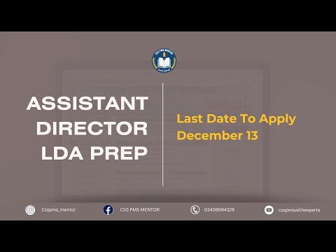 Assistant Director LDA Jobs 2024 | Online Preparatory Session