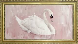 VINTAGE OIL PAINTING PINK SWAN TV ART SCREENSAVER WALLPAPER BACKGROUND VINTAGE FRAMED SAMSUNG TV ART