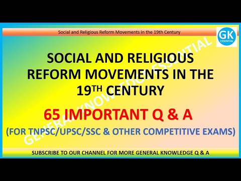 SOCIAL AND RELIGIOUS REFORM MOVEMENTS IN 19TH CENTURY / TNPSC GROUP 1/2/2A / UPSC / SSC/EXAMS