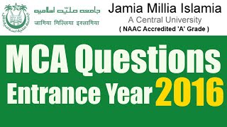 JMI MCA Question Paper 2016 | Useful for AMU, CUCET, JNU, DU