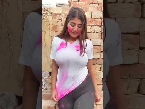 Hot Indian Girl Celebrating Holi in Sexy Dress Festive Spirit Holi Festival Indian Culture #hotGirl