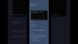 For Loop | Print 1 to n numbers in java #shorts #java #forloop #loopsinjava