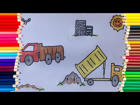 Learn how to draw and color trucks for kids learning colors