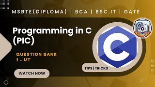 🎯🎯🎯PIC - QB - UT 1 | MSBTE | K Scheme | 🚀#msbtediploma #programming #clanguage #diplomaengineeri
