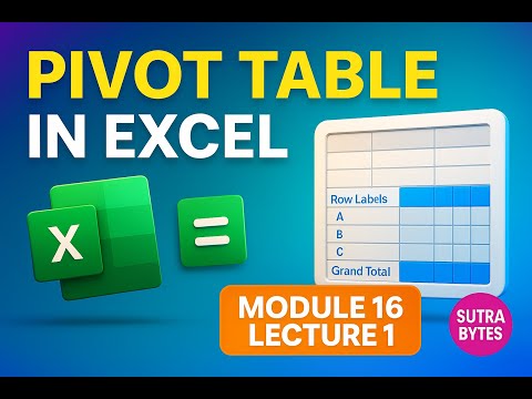 Master Pivot Tables in Excel | Module 16 Lecture 1 | Excel Zero to Hero