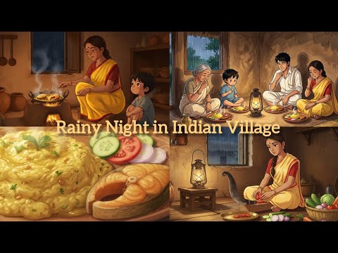 A cozy rainy night in an Indian village 🌧️ l Living in a Ghibli Scene in 1990's India 