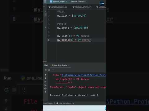List vs Tuple in Python 🆚 | Mutable vs Immutable Explained in 20 Seconds! #shorts