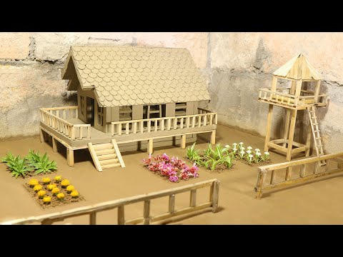 Miniature Clay House Build | Hallway, Railings, Stairs, Flower Garden with Bamboo Fence & Watchtower
