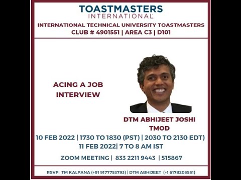 ITU Toastmasters Meeting - Acing A Job Interview