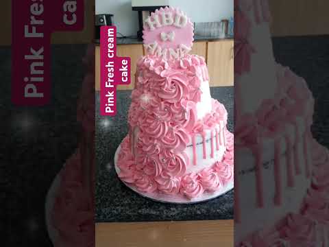 Baby pink Fresh cream cake#