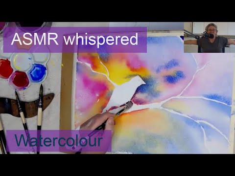 ASMR Up-Close Binaural Whispers | Learn to paint while you sleep | Watercolour Bird