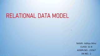 RELATIONAL DATA MODEL CONCEPTS OF ATTRIBUTE, DOMAIN, TUPLE, RELATION & CANDIDATE KEY
