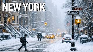 ❄️🌨️ NYC Winter Snowstorm Walk | Midtown Manhattan Streets in 4K