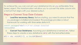 How to Format a Date Column in R Dataframes into a Row Numbered Format
