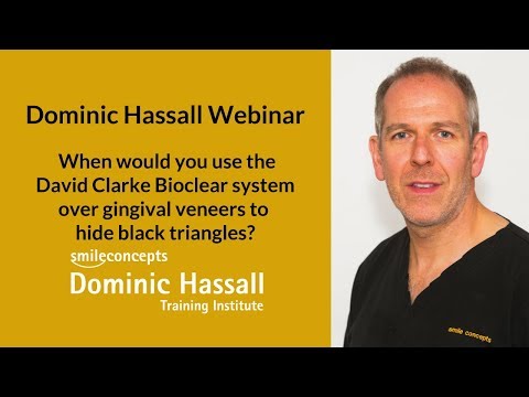 When would you use the David Clarke Bioclear system over gingival veneers to hide black triangles?