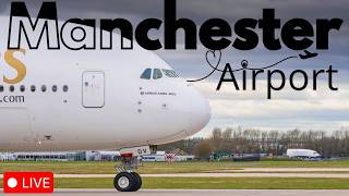 🔴LIVE Gusty Manchester Airport Plane Spotting 🛫