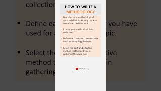 How to write a Methodology #methodology  #researchmethodology  #researchmethods