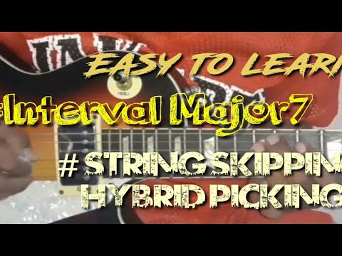 Tutorial belajar Guitar Mudah dipelajari #Interval Major7 #String skipping hybrid picking