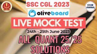 Oliveboard Live Mock Test | 24th - 25th June | Complete Quant Solutions #oliveboard #ssc