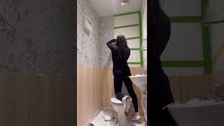 Renter Friendly Bathroom Makeover Part 6! Products linked above! #diy #renterfriendly #shorts