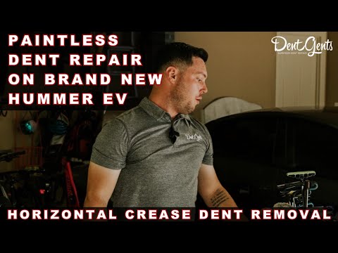 Paintless Dent Repair on Brand New Hummer EV – Horizontal Crease Dent Removal