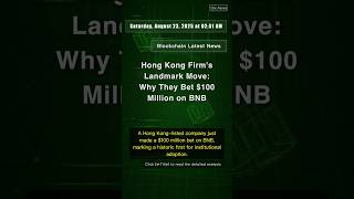 🧐👉 Hong Kong Firm's Landmark Move: Why They Bet $100 Million on BNB #QixNewsCrypto
