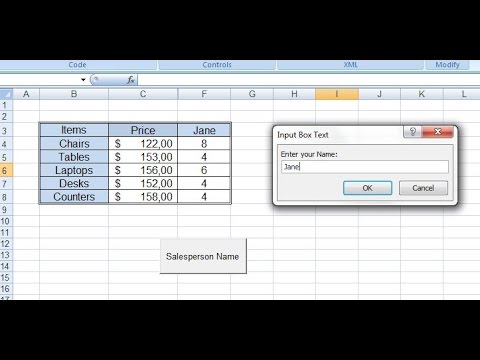 Using input box and message in excel vba