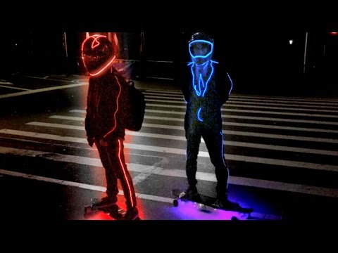 TRONBOARD NYC/ Glowing Skateboarders Ride Through New York City