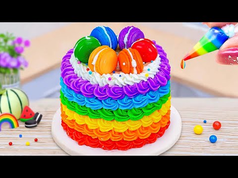 Delicious Macaroon Rainbow Cake 🌈🍰  Satisfying Miniature Dessert Decorating Tips ❤️ Mini Sweet Taste