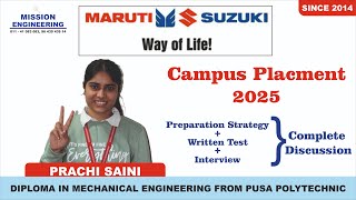 Maruti Suzuki Placement | Mechanical Engineering Interview | Pusa Polytechnic Placement | #maruti