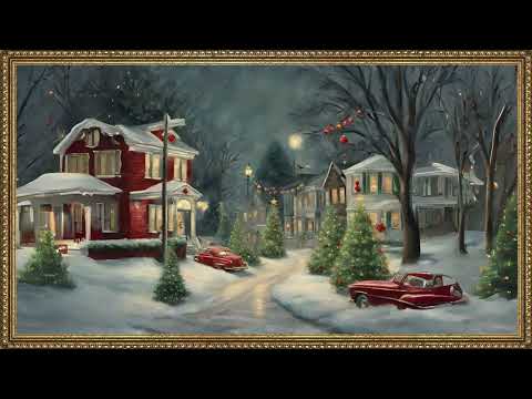 Vintage Tv Artwork with Old, Classic Christmas Music + Crackling Fire Over 1 Hour  #artscreensaver
