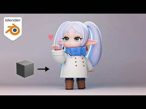 Cute Character Timelapse in Blender 3D - Frieren Chibi