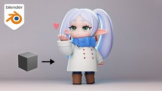 Cute Character Timelapse in Blender 3D - Frieren Chibi