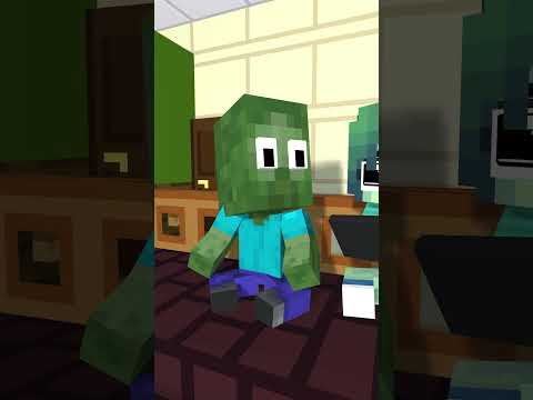 Baby Zombie Saves His Bad Younger Sister #minecraft