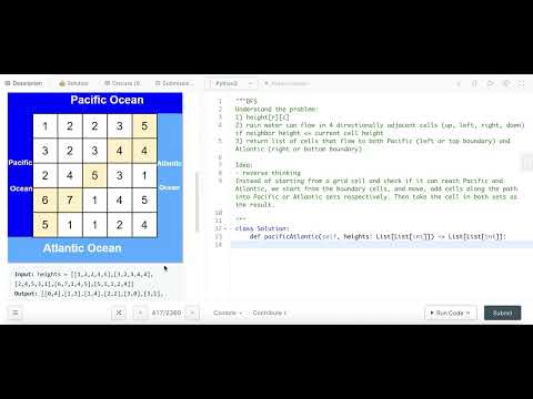 Pacific Atlantic Water Flow - Leetcode 417 - DFS - Python