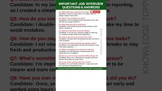 9 Most Important Job Interview Questions and Answers
