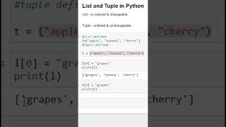 Difference between List and Tuple in python | list vs tuple in python
