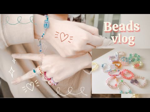 vlog | diy k-pop bracelets | bead rings 🌻 bead bracelet 🌻 beads vlog | sheennoh