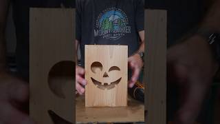 🎃 Brad nailer time for the wooden jack-o-lantern.