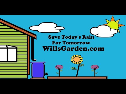 Double stacked IBC tote used as one rain big Rain Barrel 550 gallons.