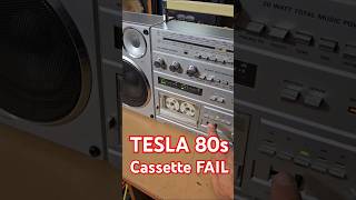80s Vintage TESLA Radio Cassette Recorder - Tape Sound Test FAILED Jumbo Boombox Ghettoblaster FAIL