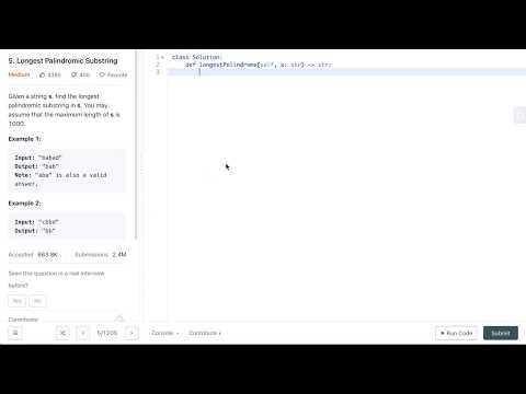 Amazon Coding Interview Question: Longest Palindromic Substring