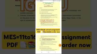 MES=11TO16 all solved assignment pdf available and other material//#mes11to16 #ignou #assignment2024