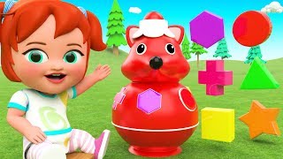 Fox Shapes Wooden Toy Set - Learn Colors & Shapes for Kids with Little Baby Fun Play 3D Children Edu