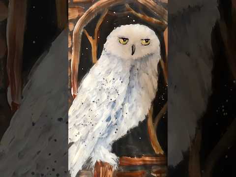 Hedwig painting in acrylics #harrypotter #harrypotterart #hedwig #hedwigpainting #owlart