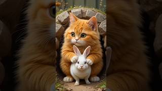 Cat kidnapped Rabbit 🐰 #cat #kitten #cuteanimals #viralshorts lshorts #ai