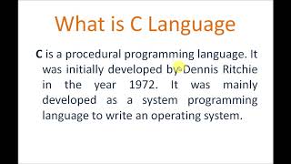 Glimpse of C language (Intoduction)