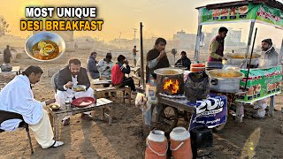 ULTIMATE MOST UNIQUE ROADSIDE DESI BREAKFAST 😍 | Saqib Nashta Point – Pakistan Street Food SARGODHA